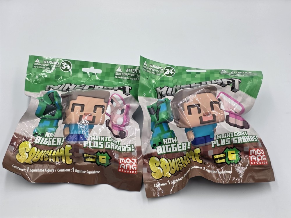 MINECRAFT SQUISHME Series 6 Figure Blind Bag 2025 3.5″ Foam Toy SET OF 2 NEW