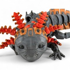 RobotoLotyl Steampunk Axolotl Figurine – 3D Printed Mechanical Animal with
