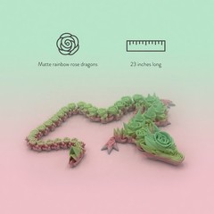 MakerMagicShop 3D printed Rose dragon articulating 23 inches purple white pink