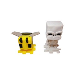 Lot of 2 2025 Minecraft Movie Bee and Skelton Figures Gray Black Yellow