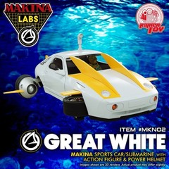 M.A.S.K. Ramen Toy Makina Labs GREAT WHITE w/ Portia White Porsche 928 Submarine