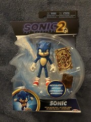 Jakks Sonic The Hedgehog Sonic 2 Movie Figure With Map and Ring Pouch 4 Inch Box