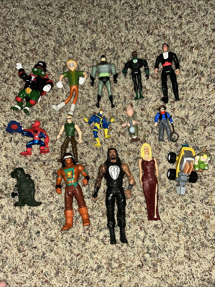Lot of 15 Random Action Figures Figurines Toys Mixed Lot Loose