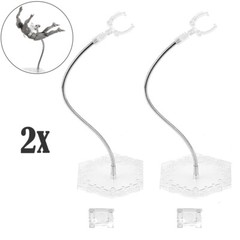 2Pcs Action Figure Stand with Adjustable Metal Support Arm, Action Figure Clear