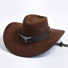 New Artificial Suede Western Cowboy Hats Vintage Big-edge Gentlemen Cowgirl