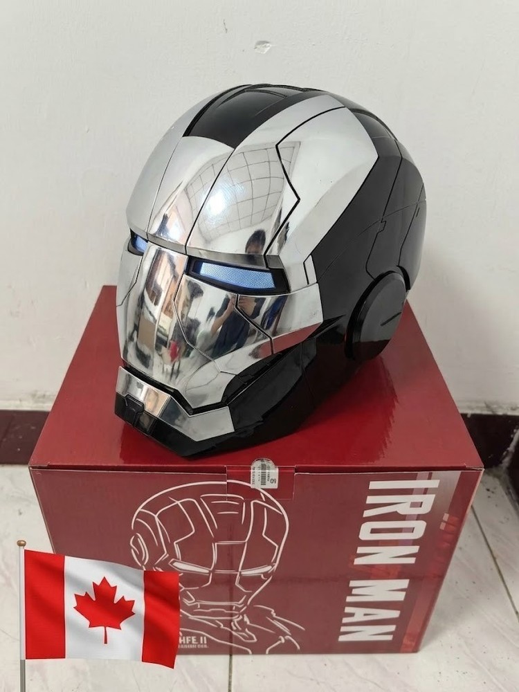 Iron Man Black Silver Helmet 1:1 Cosplay Wearable LED Eyes Voice Remote Control
