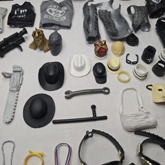 Huge WWE Wrestling Figure Accessory Lot ~90 Pcs Belts Shirts Boots Masks Mattel