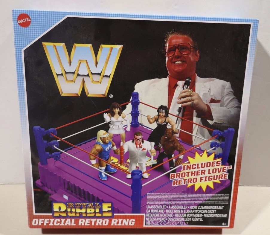 WWE Mattel Retro Royal Rumble Ring w/Brother Love Figure • Official • New Sealed