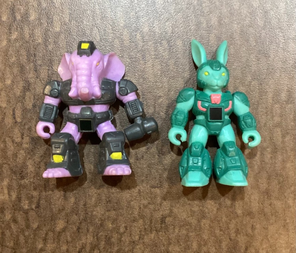 1986 Hasbro Battle Beasts #8 & 15 Hare Elephant Rub Intact Vintage
