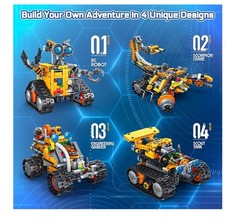 Robot Building Kit Kids & Adults 4-in-1 Rechargeable RC Robotics Kit Bricks New