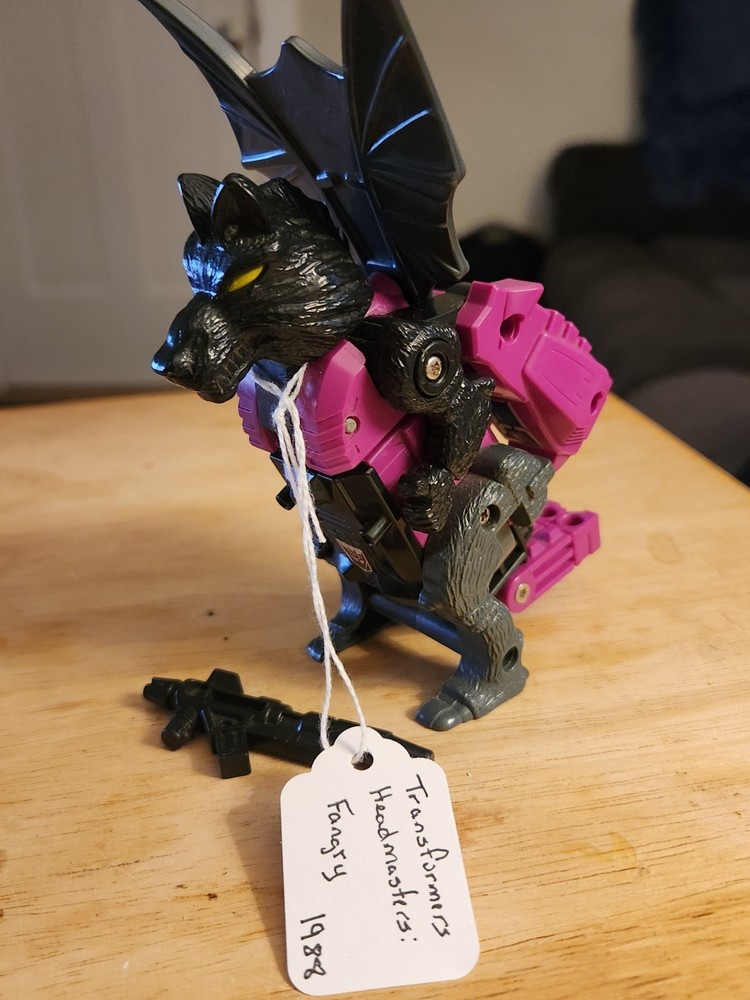 Transformers Headmasters Fangry 1988 Action Figure Black Purple Gray with Gun