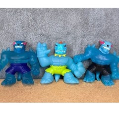 Heroes of Goo Jit Zu Action Figure Lot Tyro Rock Jaw Blue Stretchy Squishy 3pc