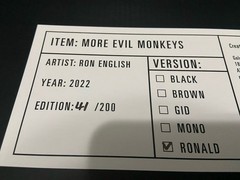 MORE EVIL MONKEYS RONALD VINYL TOY FIGURE RON ENGLISH POPAGANDA LIMITED EDITION