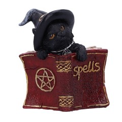 Nemesis Now Kitty’s Grimoire Cat Spell Book Figurine 8.2cm, Resin, Red, Witch’s