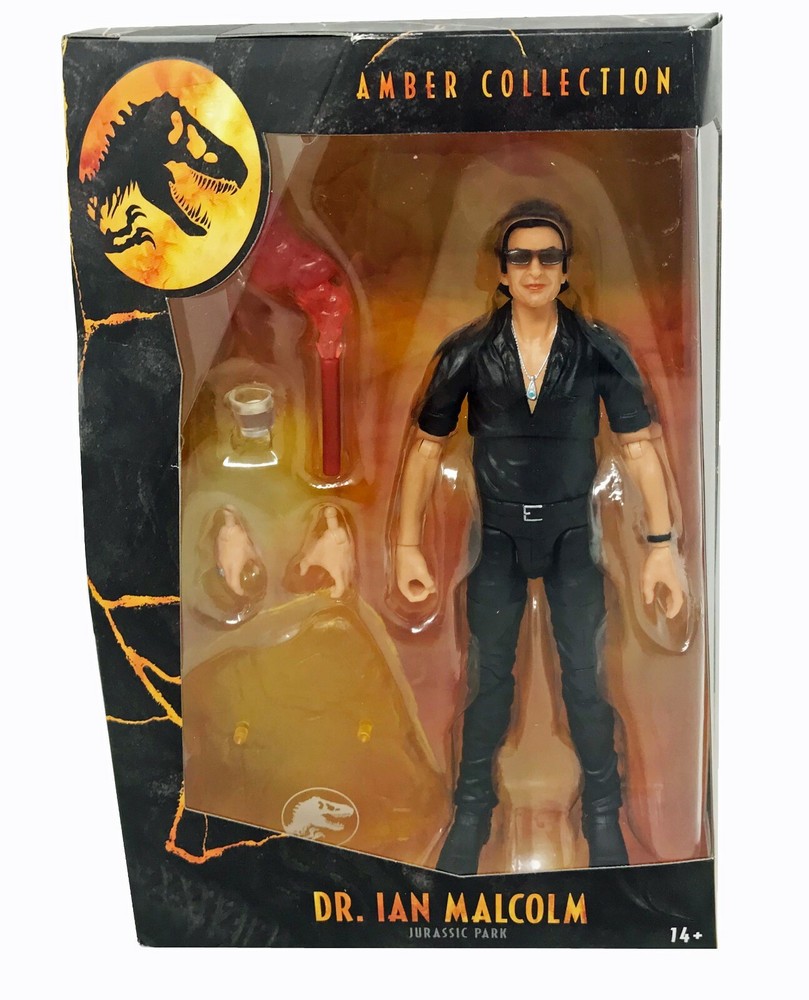 Jurassic Park Amber Collection Dr. Ian Malcolm Figure Jurassic World Mattel NEW