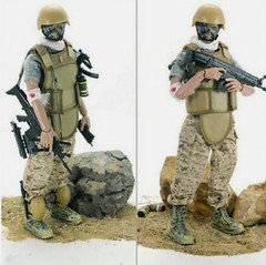 1/6 NB03A Military Army Combat Wounded Soldier 12” Action Figure Doll &Gun Set