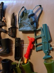 Vintage GI JOE Accessories Lot Boots, Jungle, Goggle, Knives, Guns, Etc