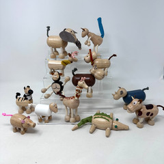 Animalz Wooden Bendable Animal Figures Lot Elephant More Set of 13
