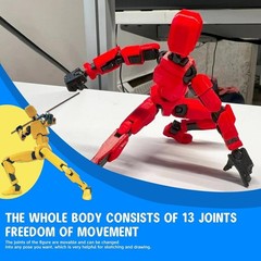 Lucky 13 Fully Jointed 3D Action Figure: Stylish and Durable Red Robot Toy