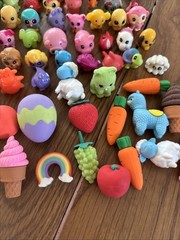 Large Lot Of Squinkies , Shopkins, Puzzle Eraser, Generic Squinkies 170? Pieces
