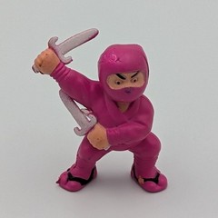 Soma Neon Pink Turban Ninja Figure with daggers 2″ Rubber Martial Arts 1986