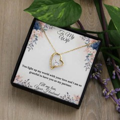 Personalized Valentine Necklace, You Light Up My World Love Heart Necklace, To M
