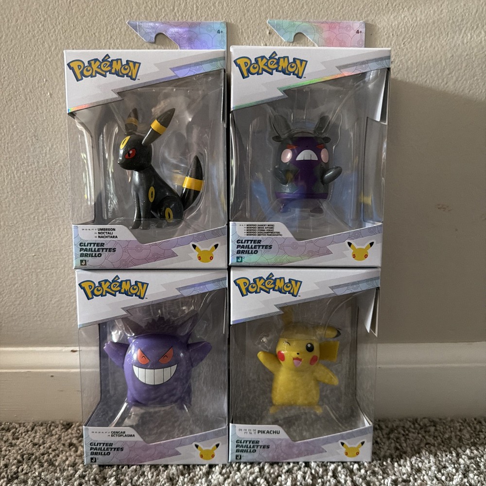Jazwares Pokémon 30th Ann. Glitter Series 1 Pikachu Umbreon Gengar Morpeko
