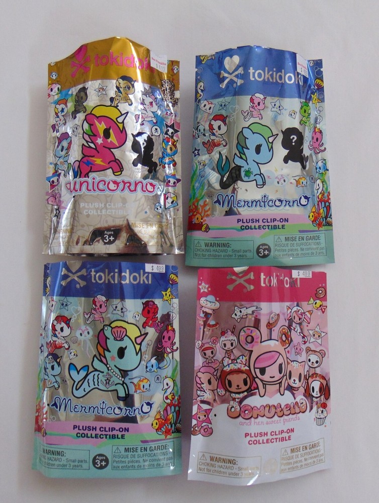 NIP Tokidoki Unicorno Mermicorno Donatella Plush Clip On Collectibles 4 Items