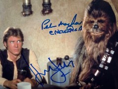 Signed Star Wars Harrison Ford & Peter Mayhew Han Solo Chewbacca 8×10 Autograph