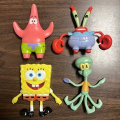 Lot of 4 Spongebob Squarepants Bend Ems 4.5″ Figures Squidward, Mr. Krabs +++