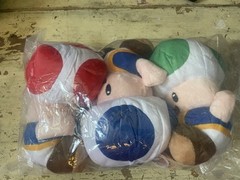 Nintendo Super Mario Red Blue & Green Toad Stool Plush Lot 8” w/ Suction Cups