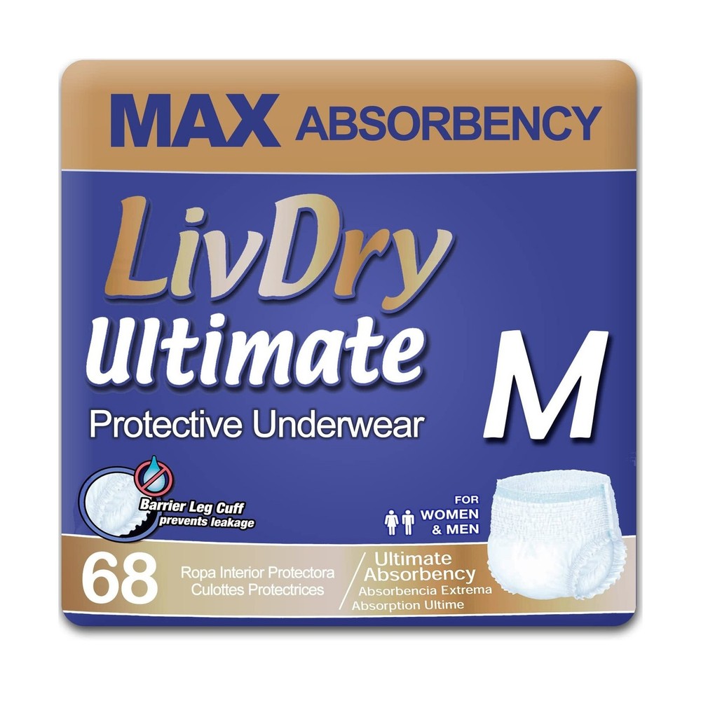 LivDry Ultimate Adult Incontinence Underwear, Max Absorbent Adult Diapers wit…
