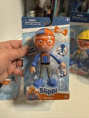 NEW Blippi Bendable Figures Complete Set of 4 Fireman Construction Explorer Toy