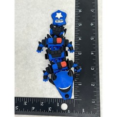 3D Printed Articulated Police Dragon Blue Black Flexible Figurine Toy 5.5 Inch