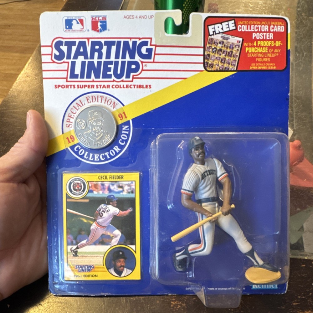 Kenner Starting Lineup 1991 Cecil Fielder Special Edition Figure with Coin & Ca…