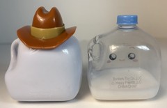 Lankybox Mini Plastic MILK Jug Figures Cowboy & Partly Filled Versions Lot x 2