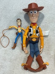 Pixar Disney Toy Story Thinkway 15″ Woody Doll & Hat + Woody Figure (Works)