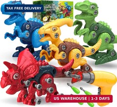 Dinosaur Toys for 3, 4, 5, 6, 7 Year Old Boys, Take Apart Toys with Electric Dri