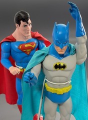 Superman & Batman Vintage 1988 Plastic 15 Inches Action Figurines with Fabric Ca