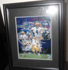 Bret Favre Mancave items 8″ x 10″ Photo in 13″ x 15″ Frame & Pro Action Football