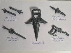 Power Rangers mini weapons Rhino blaster knife, power axe, sword, lance & dagger