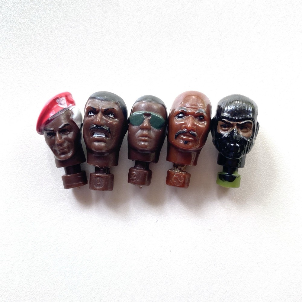 GI Joe Vintage Style Dark Skin Mutt Flint Roadblock Beach Head Swivel Head Lot