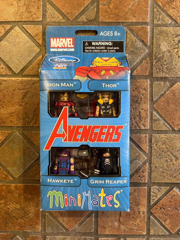 Marvel Minimates HAWKEYE IRON MAN THOR GRIM REAPER Avengers Disney Store Box set