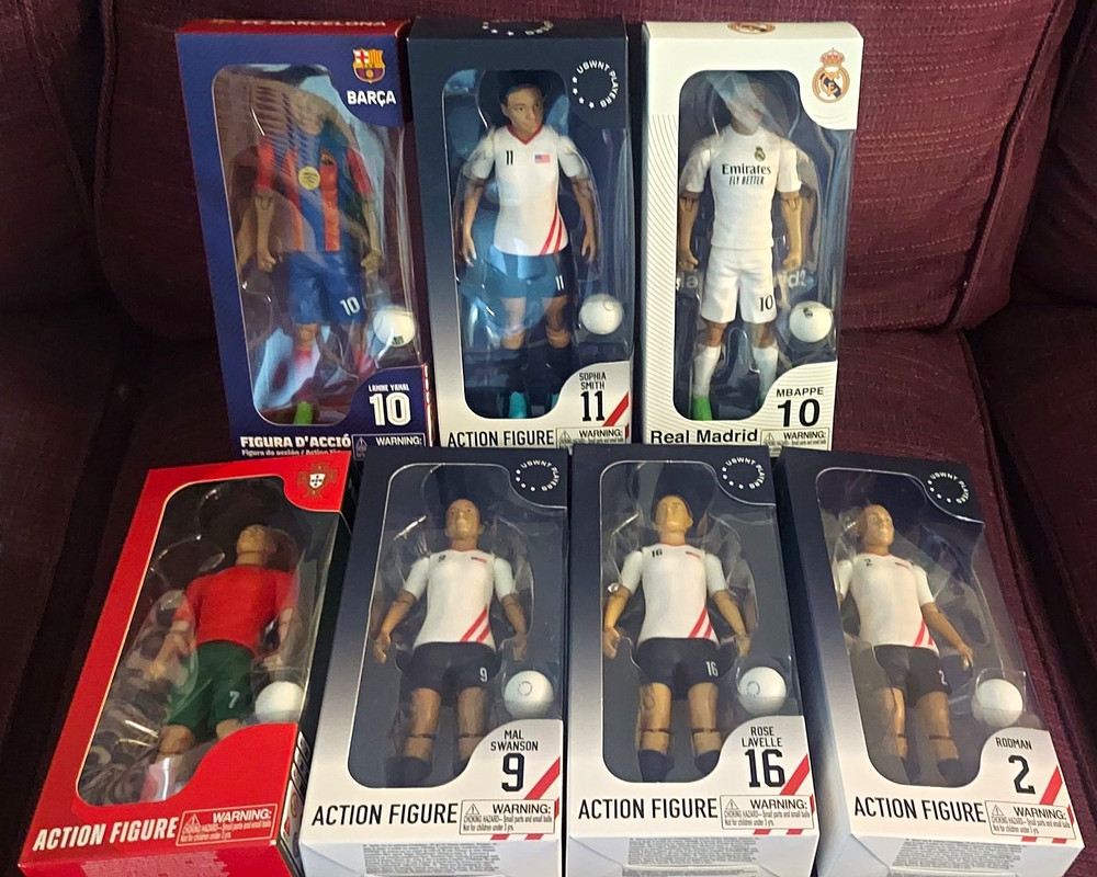 Soccer Action Figure Lot: Ronaldo, Yamal, Mbappe, Smith, Swanson, Lavelle Rodman