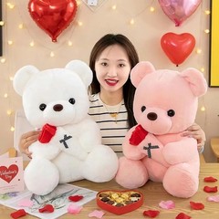 Cute Teddy Bear Plush Toy with Roses, Valentine’s Day Gift