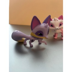 Animal Jam Adopt A Pet Fox Figures Purple and White Pink Set of 2 Collectibles