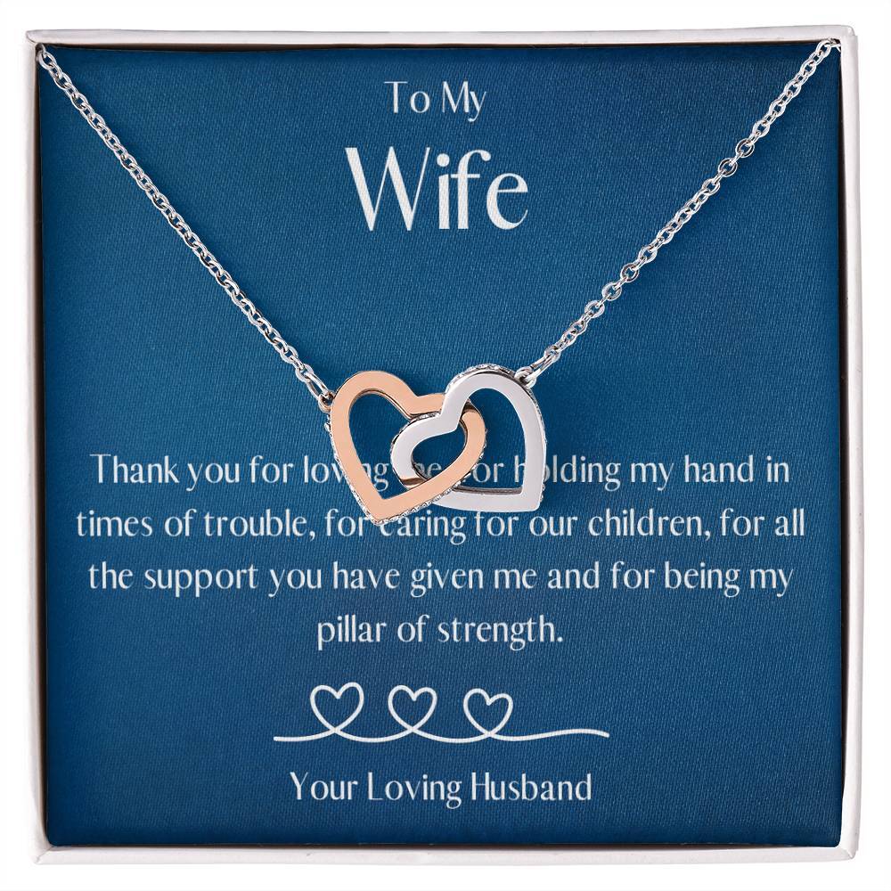 Gift for Wife from Husband, Interlocking Heart Necklace