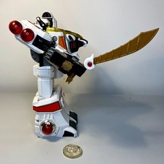 Vintage Mighty Morphin Power Rangers White Tigerzord Deluxe Figure, 1994 w/ Coin