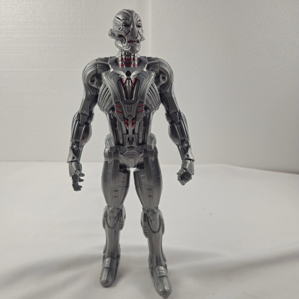 Silver Gray Robot Action Figure 12” Posable Sci-Fi Villain Toy Figure Used No Bo