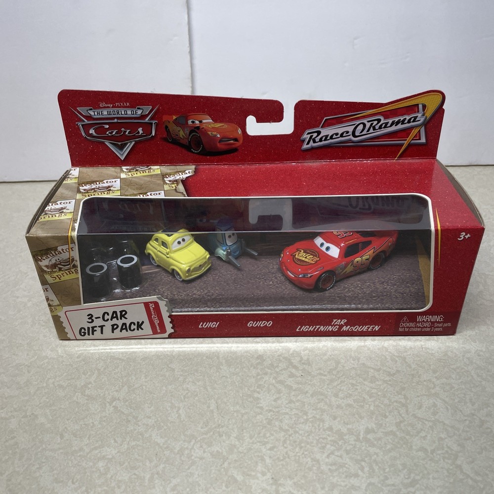 Disney Pixar Cars Race O Rama Luigi Guido Lightning McQueen 3-Car Gift Pack***